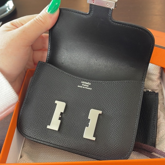NEW BLACK AND SILVER HERMES CONSTANCE SLIM WALLET - Picture 4 of 12